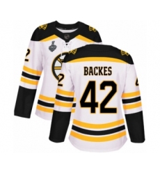 Women's Boston Bruins #42 David Backes Authentic White Away 2019 Stanley Cup Final Bound Hockey Jersey