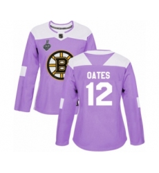 Women's Boston Bruins #12 Adam Oates Authentic Purple Fights Cancer Practice 2019 Stanley Cup Final Bound Hockey Jersey