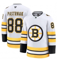 Men's Boston Bruins #88 David Pastrnak White 2025 Away Stitched Hockey Jersey