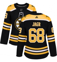 Women's Adidas Boston Bruins #68 Jaromir Jagr Authentic Black Home NHL Jersey