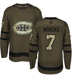 Youth Adidas Montreal Canadiens #7 Howie Morenz Authentic Green Salute to Service NHL Jersey