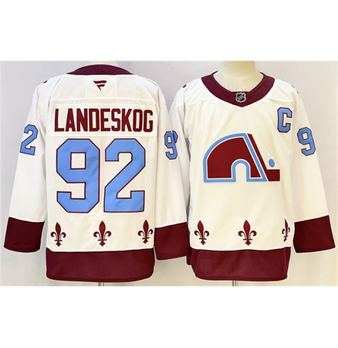 Men's Colorado Avalanche #92 Gabriel Landeskog White 2024-25 With C Stitched Hockey