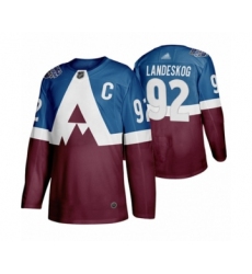 Women's Colorado Avalanche #92 Gabriel Landeskog Authentic Burgund Blue 2020 Stadium Series Hockey Jersey
