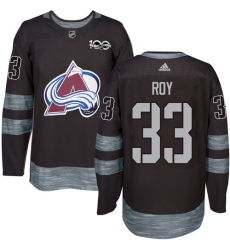 Men's Adidas Colorado Avalanche #33 Patrick Roy Authentic Black 1917-2017 100th Anniversary NHL Jersey
