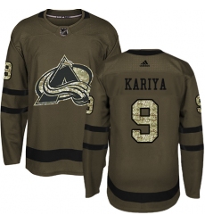 Youth Adidas Colorado Avalanche #9 Paul Kariya Authentic Green Salute to Service NHL Jersey