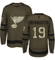 Youth Adidas St. Louis Blues #19 Jay Bouwmeester Premier Green Salute to Service NHL Jersey