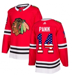 Men's Adidas Chicago Blackhawks #14 Richard Panik Authentic Red USA Flag Fashion NHL Jersey