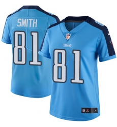 Women's Nike Tennessee Titans #81 Jonnu Smith Limited Light Blue Rush Vapor Untouchable NFL Jersey