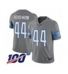 Men's Detroit Lions #44 Jalen Reeves-Maybin Limited Steel Rush Vapor Untouchable 100th Season Football Jersey