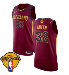 Men's Nike Cleveland Cavaliers #32 Jeff Green Authentic Maroon 2018 NBA Finals Bound NBA Jersey - Icon Edition