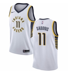 Men's Nike Indiana Pacers #11 Domantas Sabonis Swingman White NBA Jersey - Association Edition