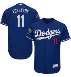 Men's Majestic Los Angeles Dodgers #11 Logan Forsythe Royal Blue Alternate Flex Base Authentic Collection 2018 World Series MLB Jersey