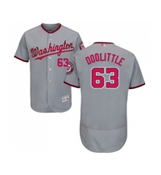 Men's Washington Nationals #63 Sean Doolittle Grey Road Flex Base Authentic Collection Baseball Jersey