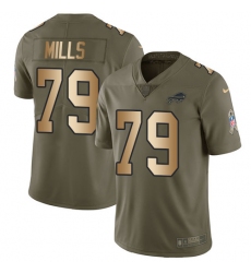 Youth Nike Buffalo Bills #79 Jordan Mills Limited Olive/Gold 2017 Salute to Service NFL Jersey