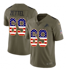 Youth Nike Detroit Lions #69 Anthony Zettel Limited Olive/USA Flag Salute to Service NFL Jersey