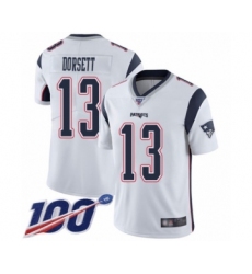 Men's New England Patriots #13 Phillip Dorsett White Vapor Untouchable Limited Player 100th Season Football Jersey