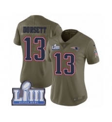Women's Nike New England Patriots #13 Phillip Dorsett Limited Olive 2017 Salute to Service Super Bowl LIII Bound NFL Jersey