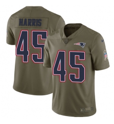 Men's Nike New England Patriots #45 David Harris Limited Olive 2017 Salute to Service NFL Jersey