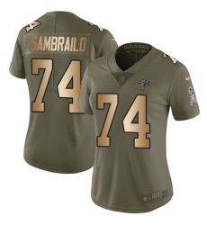 Women's Nike Atlanta Falcons #74 Ty Sambrailo Limited Olive/Gold 2017 Salute to Service NFL Jersey