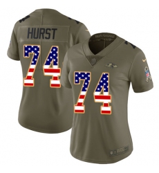 Women's Nike Baltimore Ravens #74 James Hurst Limited Olive/USA Flag Salute to Service NFL Jersey