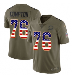 Men's Nike Chicago Bears #76 Tom Compton Limited Olive/USA Flag Salute to Service NFL Jersey