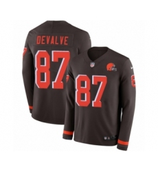 Men's Nike Cleveland Browns #87 Seth DeValve Limited Brown Therma Long Sleeve NFL Jersey