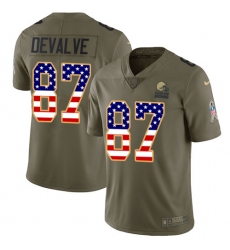 Youth Nike Cleveland Browns #87 Seth DeValve Limited Olive/USA Flag 2017 Salute to Service NFL Jersey