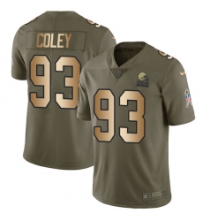 Men's Nike Cleveland Browns #93 Trevon Coley Limited Olive/Gold 2017 Salute to Service NFL Jersey