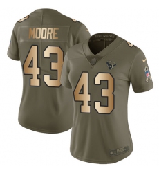 Women's Nike Houston Texans #43 Corey Moore Limited Olive/Gold 2017 Salute to Service NFL Jersey