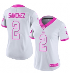 Women's Nike Indianapolis Colts #2 Rigoberto Sanchez Limited White/Pink Rush Fashion NFL Jersey