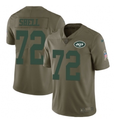 Men's Nike New York Jets #72 Brandon Shell Limited Olive 2017 Salute to Service NFL Jersey