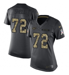 Women's Nike New York Jets #72 Brandon Shell Limited Black 2016 Salute to Service NFL Jersey