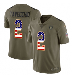 Men's Nike Oakland Raiders #2 Giorgio Tavecchio Limited Olive/USA Flag 2017 Salute to Service NFL Jersey