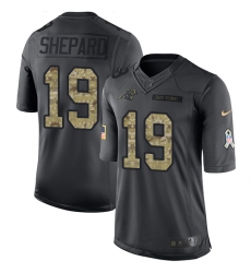 Men's Nike Carolina Panthers #19 Russell Shepard Limited Black 2016 Salute to Service NFL Jersey