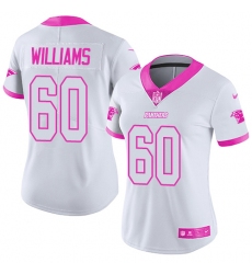 Women's Nike Carolina Panthers #60 Daryl Williams Limited White/Pink Rush Fashion NFL Jersey
