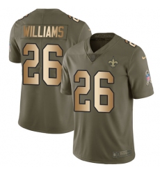 Youth Nike New Orleans Saints #26 P. J. Williams Limited Olive/Gold 2017 Salute to Service NFL Jersey