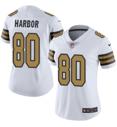 Women's Nike New Orleans Saints #85 Clay Harbor Limited White Rush Vapor Untouchable NFL Jersey