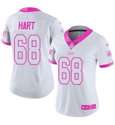 Women's Nike New York Giants #68 Bobby Hart Limited White/Pink Rush Fashion NFL Jersey