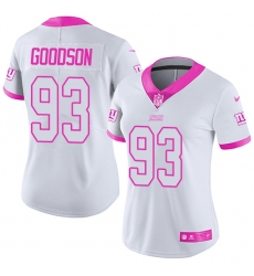 Women's Nike New York Giants #93 B.J. Goodson Limited White/Pink Rush Fashion NFL Jersey