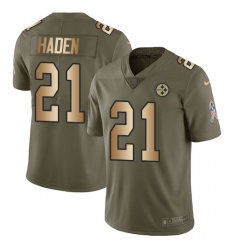 Men's Nike Pittsburgh Steelers #21 Joe Haden Limited Olive/Gold 2017 Salute to Service NFL Jersey