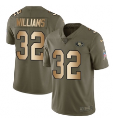 Youth Nike San Francisco 49ers #32 Joe Williams Limited Olive/Gold 2017 Salute to Service NFL Jersey