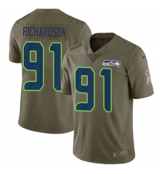 Men's Nike Seattle Seahawks #91 Sheldon Richardson Limited Olive 2017 Salute to Service NFL Jersey