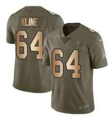 Men's Nike Tennessee Titans #64 Josh Kline Limited Olive/Gold 2017 Salute to Service NFL Jersey