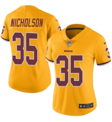 Women's Nike Washington Redskins #34 Montae Nicholson Limited Gold Rush Vapor Untouchable NFL Jersey