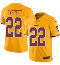 Men's Nike Washington Redskins #22 Deshazor Everett Limited Gold Rush Vapor Untouchable NFL Jersey