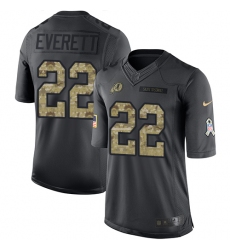 Youth Nike Washington Redskins #22 Deshazor Everett Limited Black 2016 Salute to Service NFL Jersey