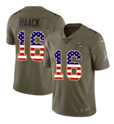 Men's Nike Miami Dolphins #16 Matt Haack Limited Olive/USA Flag 2017 Salute to Service NFL Jersey