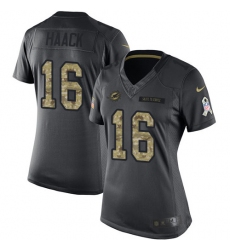 Women's Nike Miami Dolphins #16 Matt Haack Limited Black 2016 Salute to Service NFL Jersey