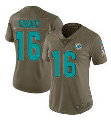 Women's Nike Miami Dolphins #16 Matt Haack Limited Olive 2017 Salute to Service NFL Jersey