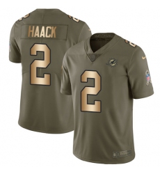 Youth Nike Miami Dolphins #2 Matt Haack Limited Olive Gold 2017 Salute to Service NFL Jersey